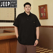 JEEP SPIRIT大碼男裝polo衫加肥加大T恤新款夏季寬松休閑男簡約胖子翻領(lǐng)短袖 K066黑色【品質(zhì)好質(zhì)量】 XL 【建議120-140斤】