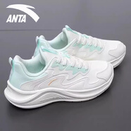 anta kids安踏漫步女鞋跑步鞋2025夏季新款輕便網(wǎng)面透氣運動鞋軟底減震跑鞋 【漫步云端皮面】象牙白/泡沫綠 35.5
