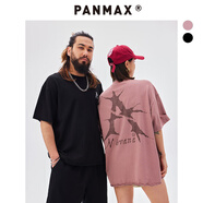 潘·麥克斯（PANMAX）PANMAX潮牌大碼男裝2025夏季新款暗黑元素字母印花純棉短袖T恤男 黑色 6XL