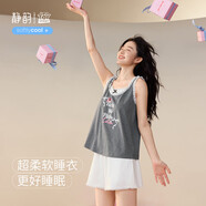 靜韻【超柔軟】迪士尼草莓熊睡衣女蕾絲花邊睡裙背心家居服套裝可外穿