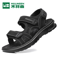 木林森（MULINSEN）涼鞋男款2025夏季二層牛皮休閑運(yùn)動(dòng)氣墊沙灘鞋兩用外穿潮涼拖鞋 7882黑色 42 皮鞋碼數(shù)