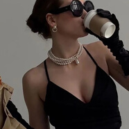 詩(shī)筠小香風(fēng)多層仿珍珠頸鏈歐美項鏈時(shí)尚四層鎖骨鏈項圈夸張個(gè)性choker 米白色