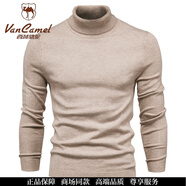 西域駱駝（VANCAMEL）高領(lǐng)套頭毛衣男士保暖t恤打底衫長(cháng)袖男裝上衣舒適薄款 卡其 套頭毛衣 S