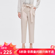 哥弟真的好（GIRDEAR）女裝簡(jiǎn)約通勤高腰九分休閑紙袋褲女（附腰帶）8100005 淺卡其 M (3碼)