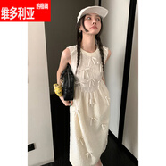 維多利亞的格調(diào)2025五一出游出片多巴胺穿搭法式今年流行獨(dú)特漂亮夏日絕美連衣裙 白色無袖連衣裙【梨型身材微胖穿 S
