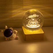 愚節(jié)禮物小夜燈電池款水晶球擺件生日禮物送女生男朋友媽媽學(xué)生 【生日蛋糕】 刻字款電池實(shí)木底座【禮袋禮盒】