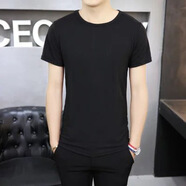 嘉曄【便宜上班衣服】夏季男士短袖t恤衫圓領(lǐng)純色T恤凈夏裝 T01黑色 L