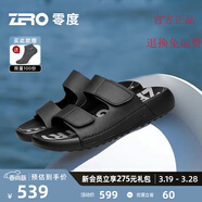 零度Zero男款2025夏季新款防滑耐磨可外穿涼拖鞋男士真皮一字拖十字拖 黑色 38