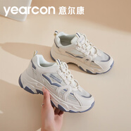 意爾康女鞋百搭老爹鞋網(wǎng)面潮流百搭鞋子舒適柔軟厚底增高運(yùn)動(dòng)鞋休閑鞋 雪白/幻影灰1002【單網(wǎng)】 37