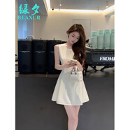 綠夕（REAXUR）法式連衣裙小個(gè)子裙子夏天女裝2025年新款氣質(zhì)收腰顯瘦無(wú)袖背心裙 白色 M （建議101斤-110斤）