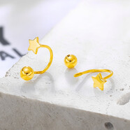 蒂蔻（Tico）足金999星星黃金耳釘女實(shí)心5G硬金耳環(huán)U型彎鉤金耳飾女生日禮物