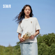 森馬（Semir）鄭合惠子短袖t恤女小寬松涼感上衣國風(fēng)萌物印花短袖女新款2024年 【熱賣(mài)】冰淇淋小標-本白10102 XL