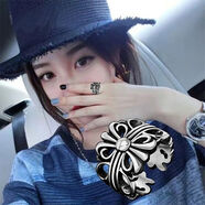 克羅心官方艦旗適用戒指男潮十字架情侶指環(huán)原創(chuàng  )小眾設計嘻哈高街尾戒女 K01(美碼6-13碼) 6碼