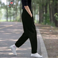 AEMAPE寬松小腳哈倫褲子女2025新款百搭顯瘦高腰廓形蘿卜褲休閑工裝褲 黑色 常規(guī) L 建議105-115斤