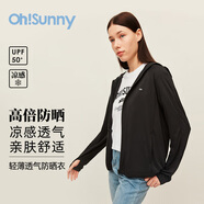 OhSunny防曬衣女夏季皮膚衣韓版寬松長袖防紫外線薄透氣防曬服薄外套 暗夜黑-OH標 M