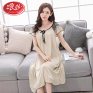 浪莎（LangSha）冰絲款超大碼加肥6XXXXXXL號肥婆女士200斤無(wú)袖睡裙夏季背心睡衣 9936#香檳色 4XL 【建議180-200斤】