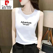 皮爾卡丹（pierre cardin）純棉白色吊帶背心女士上衣內搭大碼夏季新款外穿防走光坎肩T恤衫 Ad字母 M 【100斤以?xún)取?
                                         title=