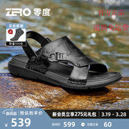 零度Zero涼鞋2025夏季新款真皮舒適透氣軟面軟底戶外休閑沙灘鞋涼拖鞋 50黑色 38