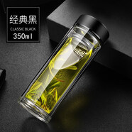 希諾（heenoor）官方艦旗店2025摔不爛鋼化玻璃杯500ml耐摔高溫硼硅雙層玻璃杯保 加厚款黑色350mlml 0只