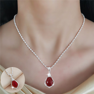 9999純銀實(shí)心項鏈純銀項鏈女999足銀百搭簡(jiǎn)約鎖骨鏈足銀圓珠頸鏈銀鏈子吊墜 2.5mm圓珠鏈+滿(mǎn)鉆紅瑪瑙 45cm