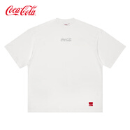 可口可樂（Coca-Cola）短袖t恤男女夏季美式潮牌運動體恤打底衫 白色 L (130-150斤) 