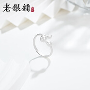 吳越老銀鋪 925銀戒指 S925銀貓咪戒指開(kāi)口純銀戒指簡(jiǎn)約時(shí)尚ins風(fēng) 開(kāi)口可調節