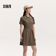 森馬（Semir）【連衣裙合輯】夏天女法式慵懶風(fēng)裙子復(fù)古學(xué)院風(fēng)針織裙雪紡碎花裙 K款學(xué)院風(fēng)針織裙-咖啡50892 XL