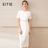 愛(ài)特愛(ài)（EITIE）優(yōu)雅女裝通勤收腰顯瘦2025夏季新款一步裙極簡(jiǎn)純色連衣裙B2507676 極光白10 L (165)