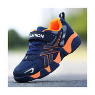 鴻星童斷碼男童運動(dòng)鞋春秋新款童鞋透氣兒童鞋子中大童跑步學(xué)生秋季 1712深藍橘雙網(wǎng) 40