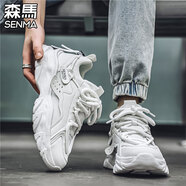 森馬男鞋2026春季新款增高老爹鞋潮流百搭透氣厚底休閑運動(dòng)跑步鞋子男 白色351 41 標準運動(dòng)鞋碼