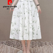 皮爾卡丹（pierre cardin）高端時尚國風印花連衣裙2025夏季新款氣質(zhì)顯瘦遮肉過膝新 綠葉【單件連衣裙】 M 90-105斤