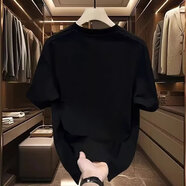 HUALIN FASHION新款韓版潮流男恤夏季港風(fēng)寬松休閑潮牌體恤衫 黑色 XL