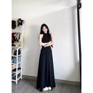 秋水月色伊人御姐穿搭掛脖露肩連衣裙女夏季辣妹修身顯瘦a字長款裙子兩件套裝 黑色上衣+半身裙【版】 S 【超好看連衣裙/設(shè)計感連衣裙/