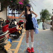 星玫仙純欲內搭秋冬辣妹吊帶打底背心連衣裙性感緊身包臀裙蕾絲短裙 黑色 均碼 （建議85-125斤）