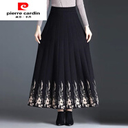皮爾卡丹（pierre cardin）印花a字半身裙女中長(cháng)款顯瘦秋冬新款高腰毛線(xiàn)裙子針織裙大擺傘裙 鳳尾花 S 建議85-95斤