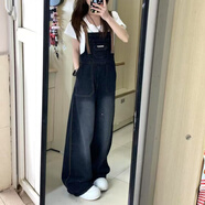 蓉月閣甜美風(fēng)套裝牛仔背帶褲女2025夏季新款減齡寬松顯瘦白色T恤兩件套 【單件】背帶褲 高質(zhì)量 S 建議75斤 -95斤左右