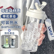 IGIFTFIRE水杯耐高溫100度 食品級(jí) 開水學(xué)生2025新款帶茶隔吸管杯夏季網(wǎng) 荔枝白食品級(jí) 0個(gè) 600ml 吸管花茶杯+隨機(jī)貼紙+創(chuàng)意3D貼+