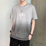 南極人短袖t恤男夏季新款冰絲短袖男潮牌港風(fēng)半袖上衣男體恤 灰色 M