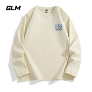 GLM白色長(cháng)袖t恤男春秋季重磅男裝打底衫純棉吸汗寬松大碼男士衣服