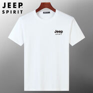 JEEP SPIRIT吉普新款夏季圓領(lǐng)寬松加大碼棉質(zhì)短袖T恤中青年男士舒適上衣服 9010款白色（尺碼偏小一號(hào)） M （建議90-115斤）