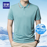 羅蒙（ROMON）冰爽涼感短袖t恤男翻領(lǐng)夏季新款速干半袖polo中青年商務(wù)百搭T恤男 S3T486351綠色 4XL （建議180-200斤）