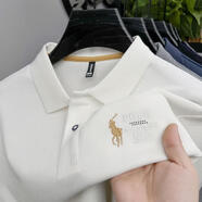 圣大保羅;SANTA BARBARA POLO & RACQUET CLUB保羅商務(wù)休閑上衣長袖男裝跨境新款刺繡男士純棉2025體恤 白色 175/XL[135-155斤] 均碼