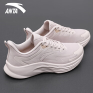 安踏（ANTA）女鞋運動鞋子女秋季皮面防潑水氫科技跑步鞋輕質(zhì)耐磨休閑鞋旅游鞋 藕灰 (網(wǎng)面) 40