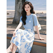 墨媛（MOYUAN）2025年春天夏季新品款兩件女士套裝連衣裙小個(gè)子香風(fēng)穿搭氣質(zhì)衣服 襯衫+裙子 M 98-108斤