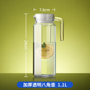 喜碧（Scybe）冷水壺玻璃涼水壺家用泡茶壺耐高溫加厚扎壺大容量飯店專用涼水杯 1100ml八角款全新料加厚1