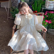 HUALIN FASHION廣州十三行女童春秋漢服公主裙洋氣女孩大童春裝連衣裙2025 白色 長(zhǎng)袖 110 cm