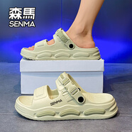 森馬/SENMA拖鞋男款夏季外穿男士開(kāi)車(chē)兩用涼鞋休閑厚底防滑海邊沙灘鞋 淺綠 39