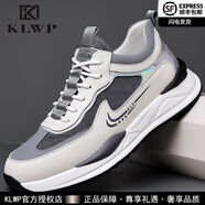 KLWP男鞋香港男鞋春季新款真皮軟底運動鞋男士防滑緩震跑步鞋子男休閑 白色[正品男鞋] 40
