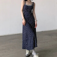 茯見(jiàn)冬季內搭法式碎花吊帶連衣裙2025新款韓系初戀修身顯瘦裙子女 碎花吊帶裙【藏藍色】 M