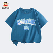 大嘴猴（paul frank）大嘴猴童裝純棉短袖T恤夏季新款休閑寬松可愛男女童舒適百搭上衣 428B藏藍 110